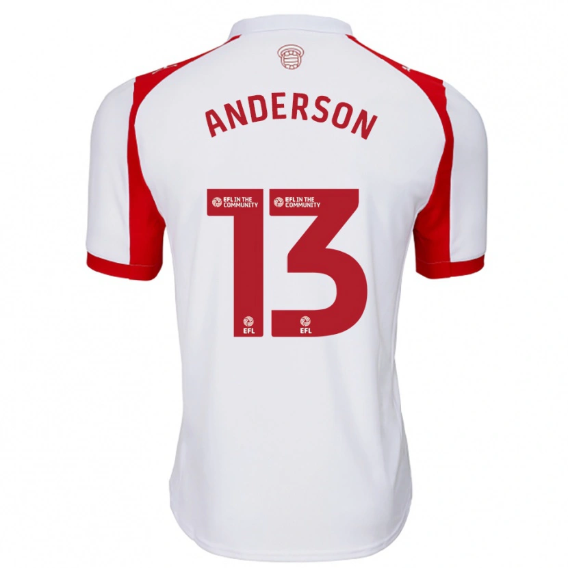 Danxen Homem Camisola Calum Anderson #13 Branco Vermelho Principal 2025/26 Camisa Brasil