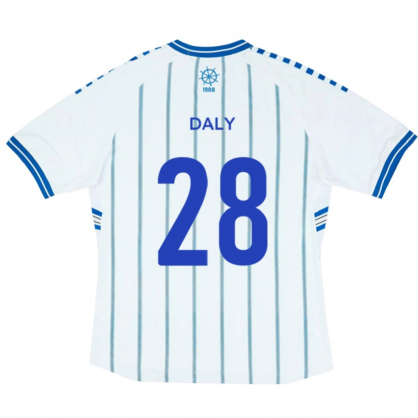 Danxen Homem Camisola Matty Daly #28 Branco Azul Principal 2025/26 Camisa Brasil