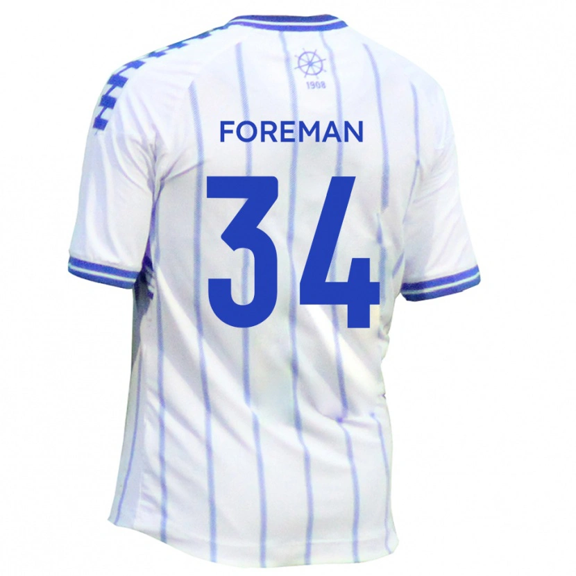 Danxen Homem Camisola Kian Foreman #34 Branco Azul Principal 2025/26 Camisa Brasil