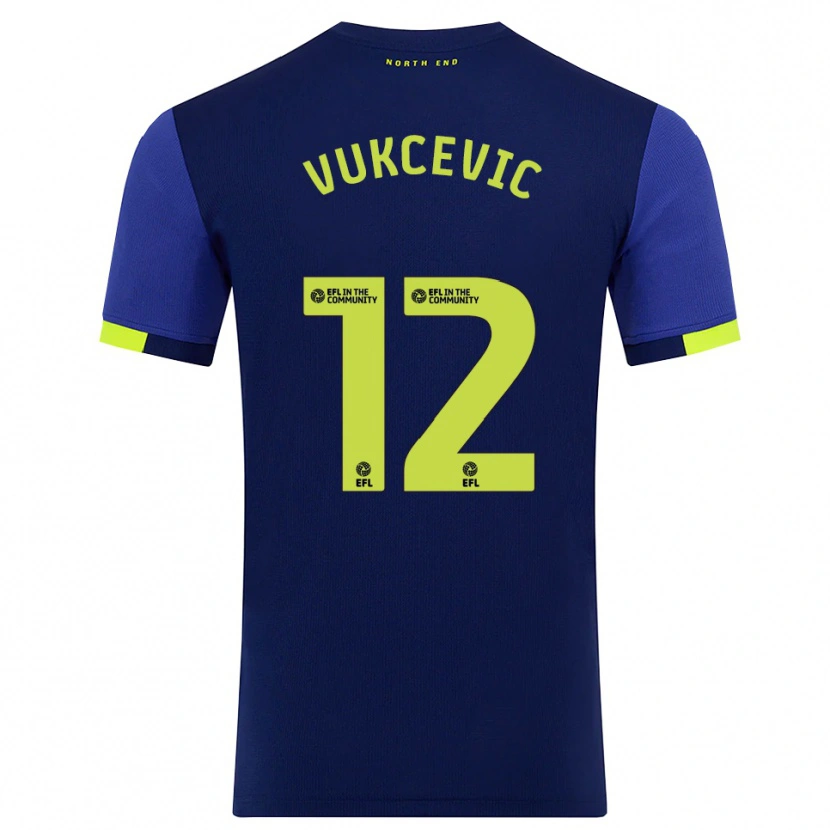 Danxen Homem Camisola Andrija Vukcevic #12 Azul Marinho Amarelo Alternativa 2025/26 Camisa Brasil