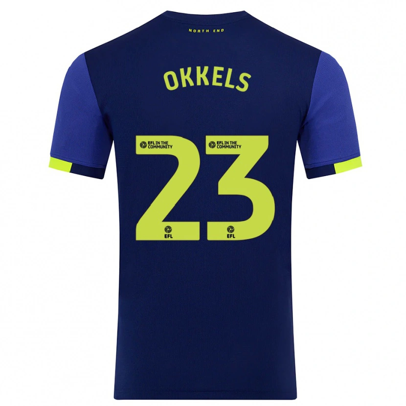 Danxen Homem Camisola Jeppe Okkels #23 Azul Marinho Amarelo Alternativa 2025/26 Camisa Brasil