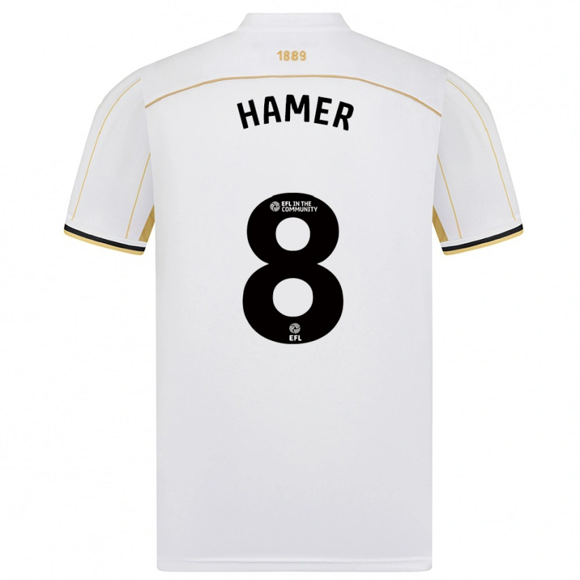 Danxen Homem Camisola Gustavo Hamer #8 Branco Dourado Alternativa 2025/26 Camisa Brasil