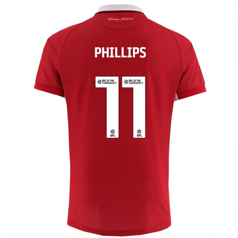 Danxen Mulher Camisola Billy Phillips #11 Vermelho Branco Principal 2025/26 Camisa Brasil