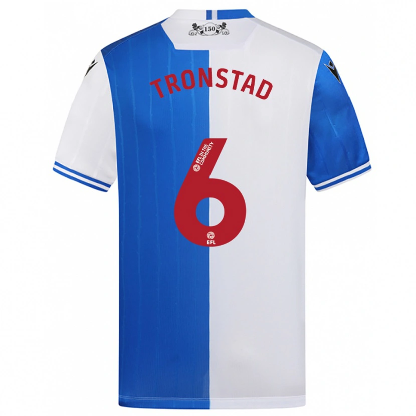 Danxen Mulher Camisola Sondre Tronstad #6 Azul Branco Principal 2025/26 Camisa Brasil