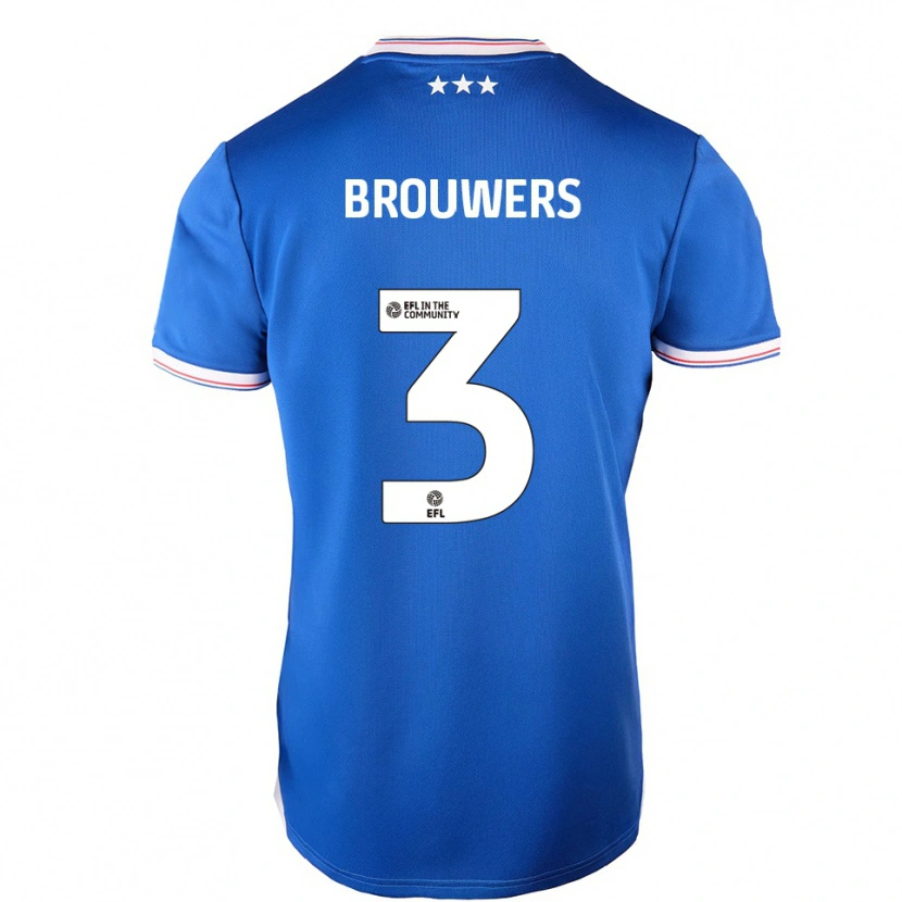 Danxen Mulher Camisola Steve Brouwers #3 Azul Branco Principal 2025/26 Camisa Brasil