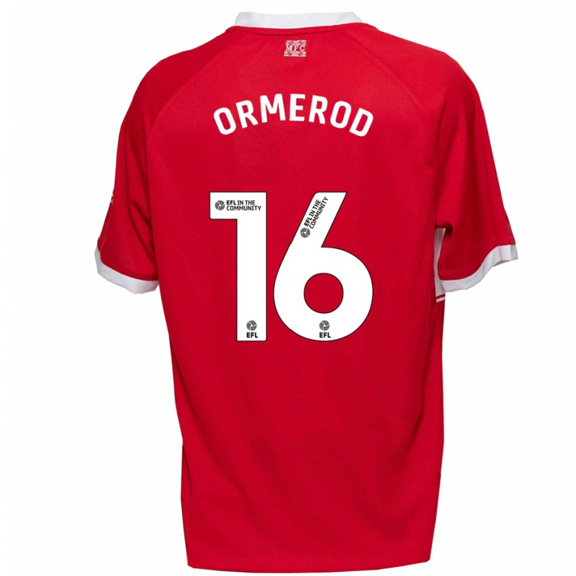 Danxen Mulher Camisola Eddie Ormerod #16 Vermelho Branco Principal 2025/26 Camisa Brasil