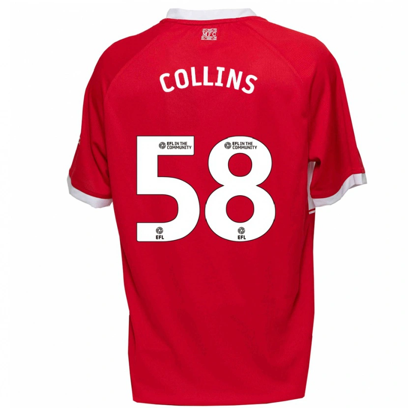 Danxen Mulher Camisola Sam Collins #58 Vermelho Branco Principal 2025/26 Camisa Brasil