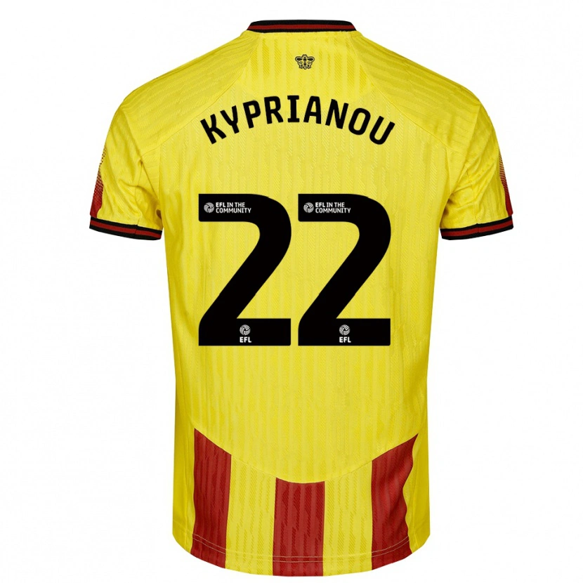 Danxen Mulher Camisola Hector Kyprianou #22 Amarelo Vermelho Principal 2025/26 Camisa Brasil