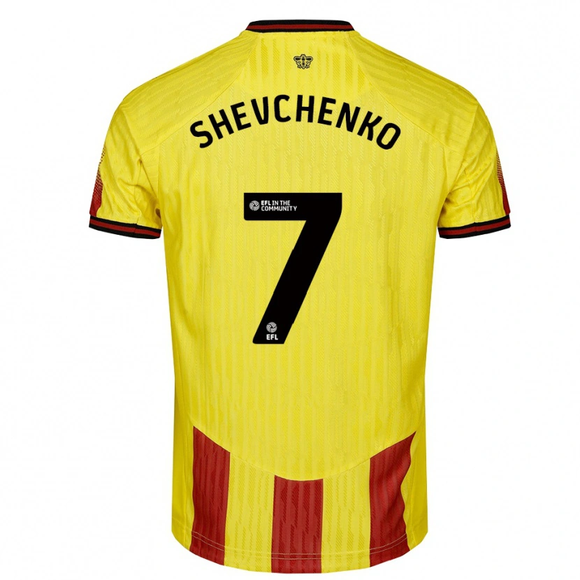 Danxen Mulher Camisola Kristian Shevchenko #7 Amarelo Vermelho Principal 2025/26 Camisa Brasil