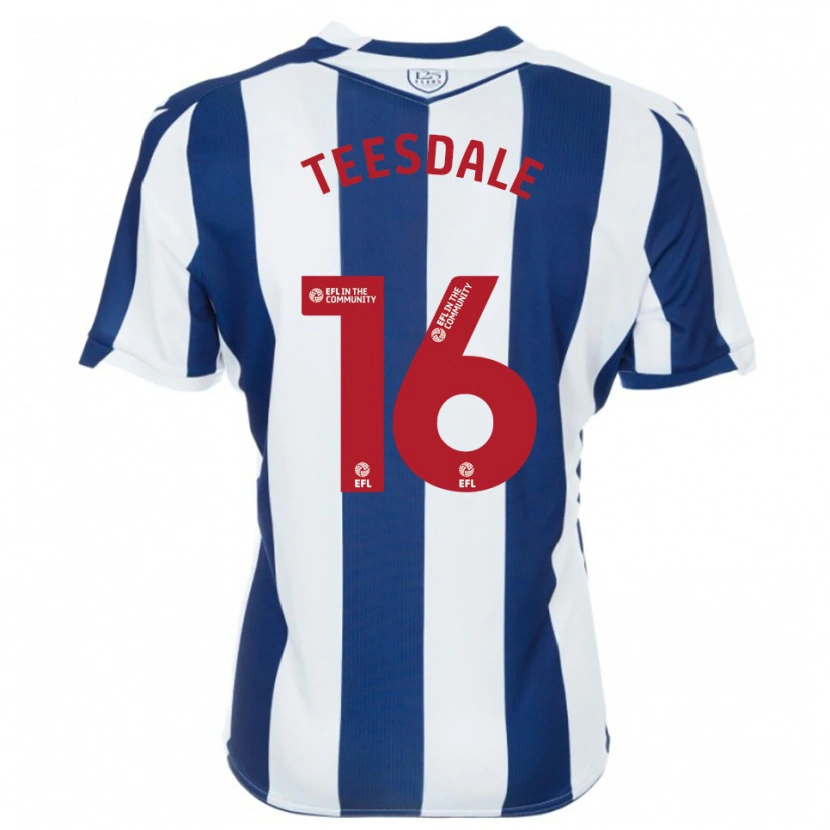 Danxen Mulher Camisola Finn Teesdale #16 Azul Marinho Branco Principal 2025/26 Camisa Brasil