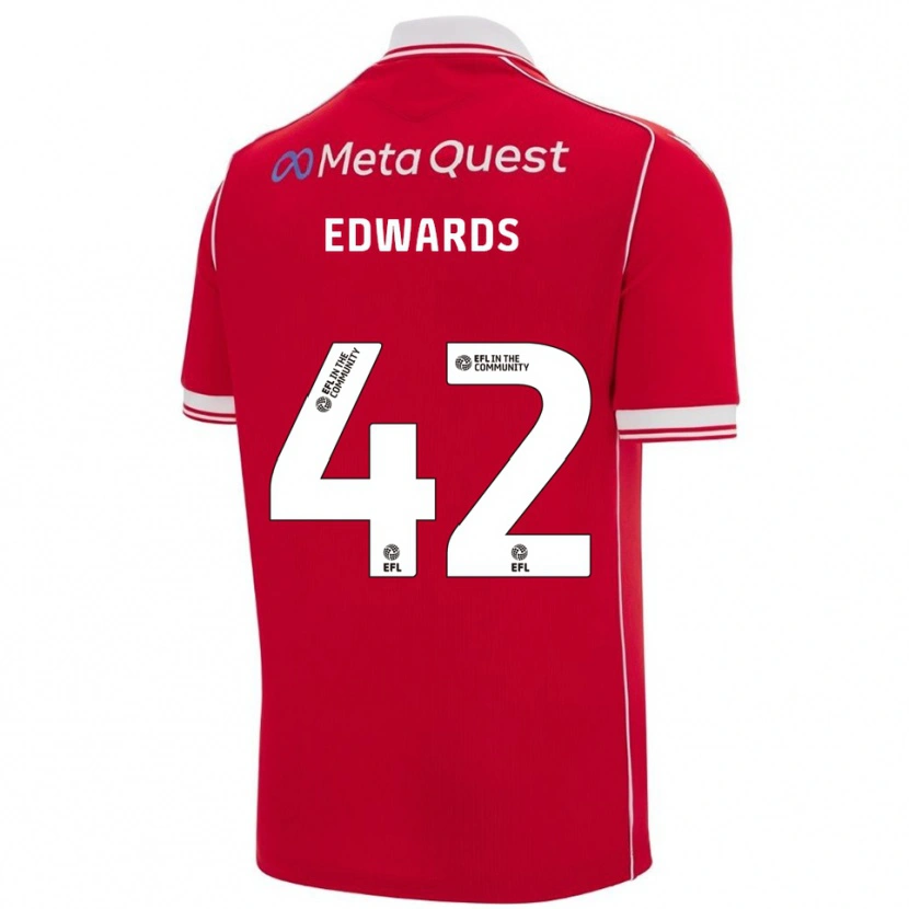 Danxen Mulher Camisola Callum Edwards #42 Vermelho Branco Principal 2025/26 Camisa Brasil