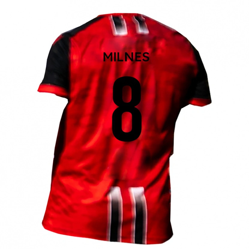 Danxen Mulher Camisola Ben Milnes #8 Vermelho Preto Principal 2025/26 Camisa Brasil
