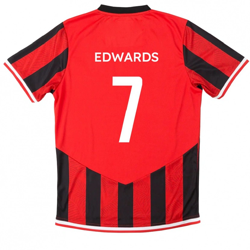 Danxen Mulher Camisola Gwion Edwards #7 Vermelho Preto Principal 2025/26 Camisa Brasil