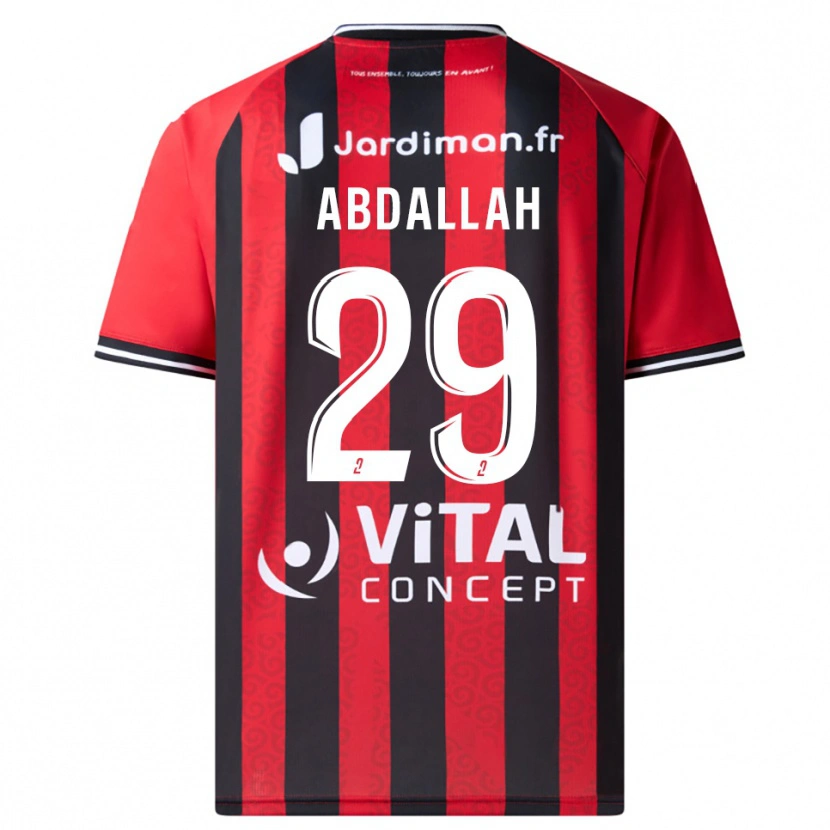 Danxen Mulher Camisola Akim Abdallah #29 Vermelho Preto Principal 2025/26 Camisa Brasil