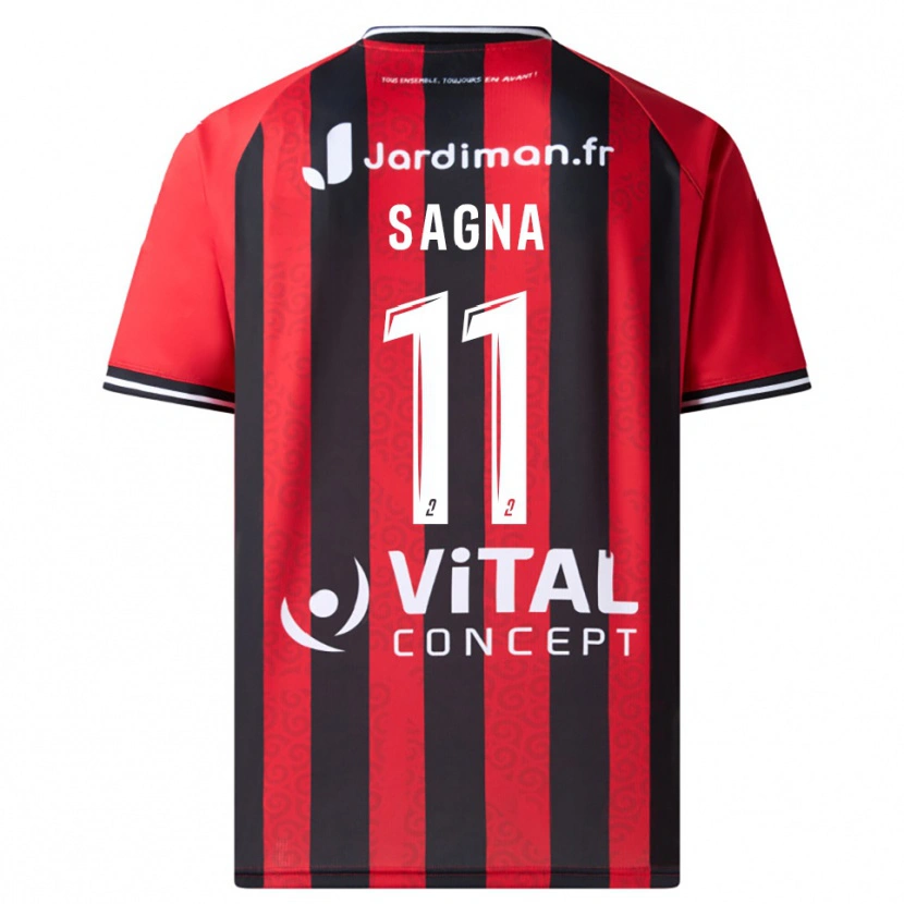 Danxen Mulher Camisola Amadou Sagna #11 Vermelho Preto Principal 2025/26 Camisa Brasil