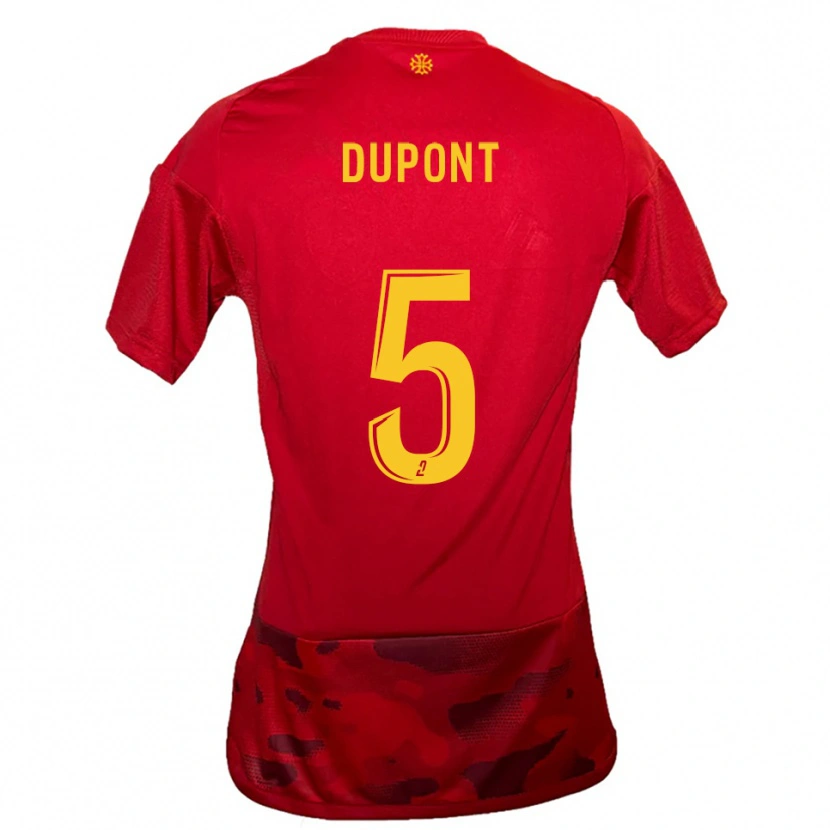 Danxen Mulher Camisola Baptiste Dupont #5 Vermelho Amarelo Principal 2025/26 Camisa Brasil
