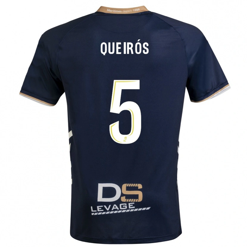 Danxen Mulher Camisola Diogo Queirós #5 Azul Marinho Dourado Principal 2025/26 Camisa Brasil
