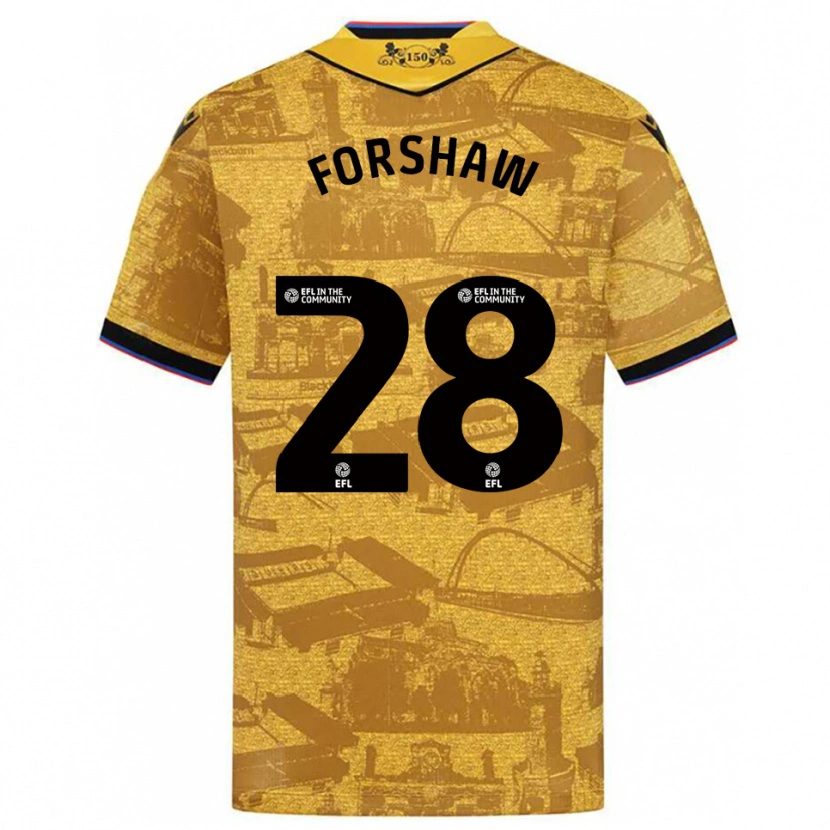 Danxen Mulher Camisola Adam Forshaw #28 Dourado Preto Alternativa 2025/26 Camisa Brasil