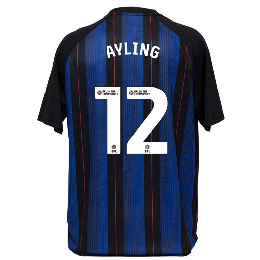 Danxen Mulher Camisola Luke Ayling #12 Azul Preto Alternativa 2025/26 Camisa Brasil