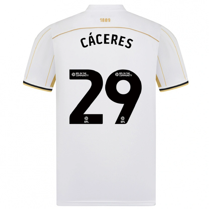 Danxen Mulher Camisola Jefferson Cáceres #29 Branco Dourado Alternativa 2025/26 Camisa Brasil