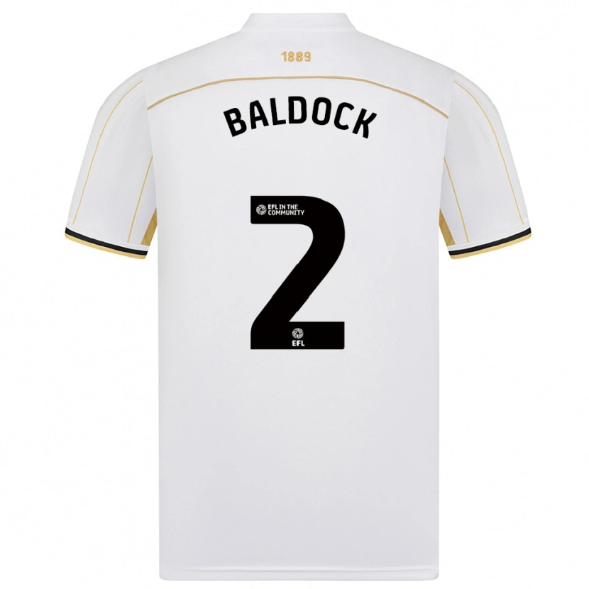 Danxen Mulher Camisola George Baldock #2 Branco Dourado Alternativa 2025/26 Camisa Brasil