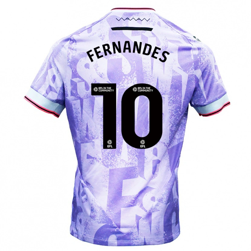 Danxen Mulher Camisola Bruno Fernandes #10 Lilás Branco Alternativa 2025/26 Camisa Brasil