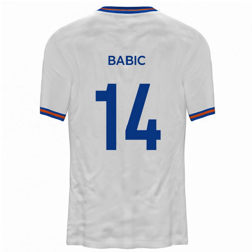 Danxen Mulher Camisola Goran Babic #14 Branco Azul Alternativa 2025/26 Camisa Brasil