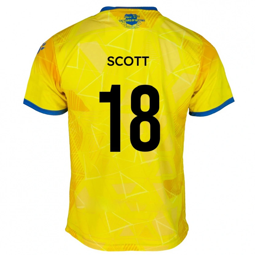 Danxen Mulher Camisola Christian Scott #18 Amarelo Azul Alternativa 2025/26 Camisa Brasil