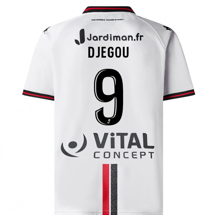 Danxen Mulher Camisola Jean-Yves Djegou #9 Branco Vermelho Alternativa 2025/26 Camisa Brasil