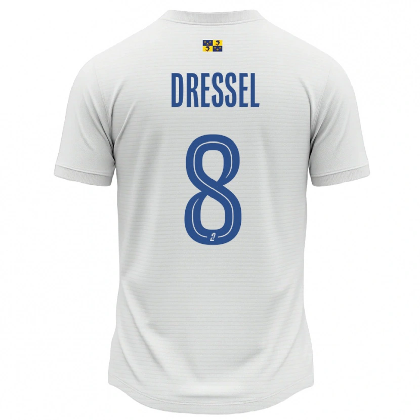 Danxen Mulher Camisola Charlie Dressel #8 Branco Azul Alternativa 2025/26 Camisa Brasil