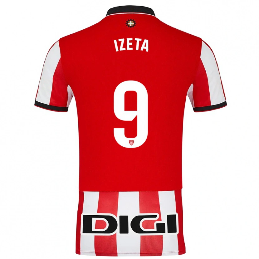 Danxen Criança Camisola Urko Izeta #9 Vermelho Branco Principal 2025/26 Camisa Brasil