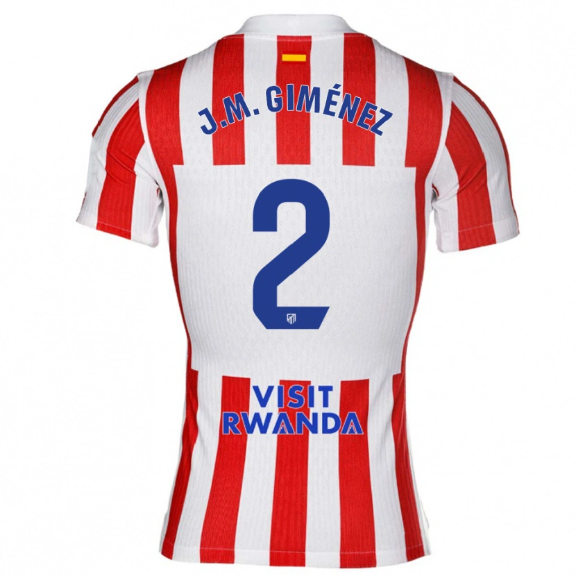 Danxen Criança Camisola José María Giménez #2 Vermelho Branco Principal 2025/26 Camisa Brasil