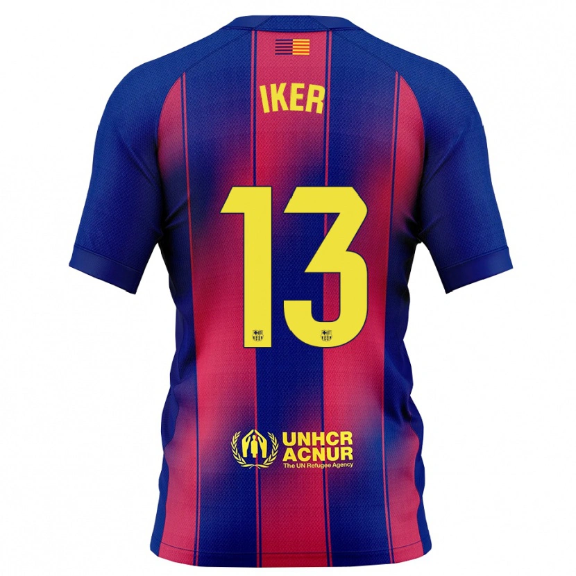 Danxen Criança Camisola Iker Rodríguez #13 Azul Vermelho Principal 2025/26 Camisa Brasil