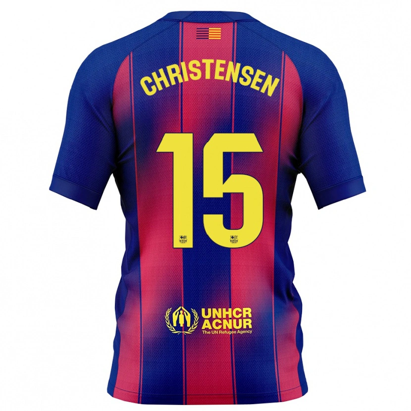 Danxen Criança Camisola Andreas Christensen #15 Azul Vermelho Principal 2025/26 Camisa Brasil