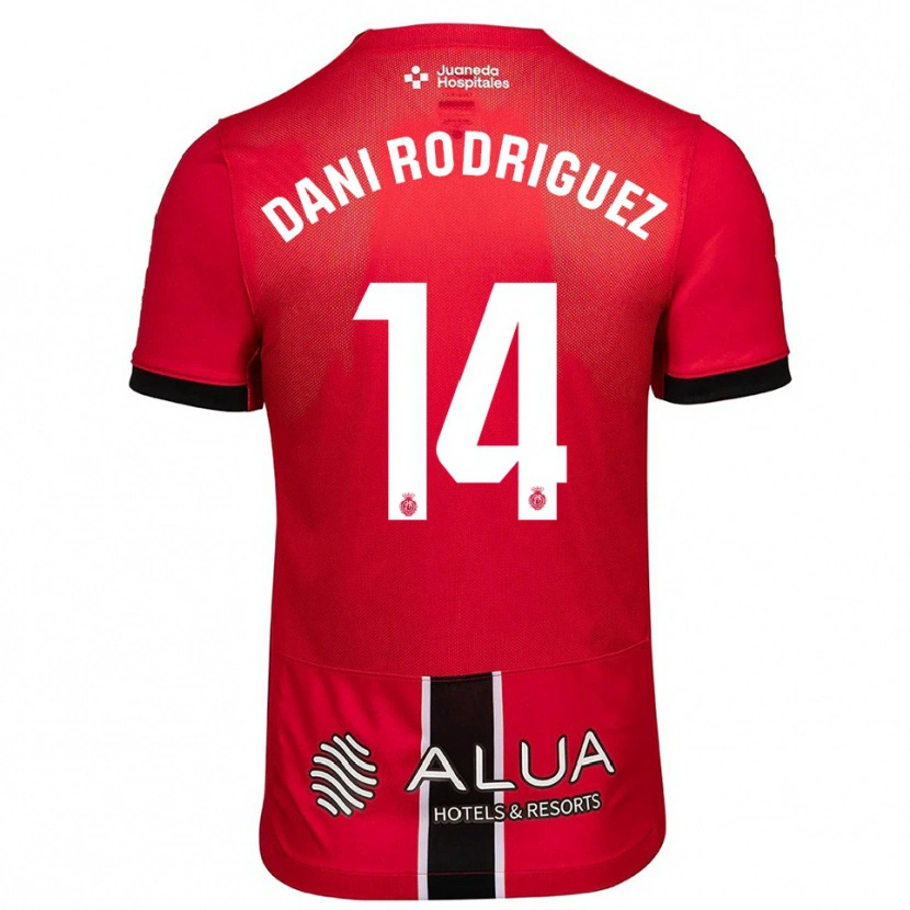Danxen Criança Camisola Dani Rodríguez #14 Vermelho Preto Principal 2025/26 Camisa Brasil
