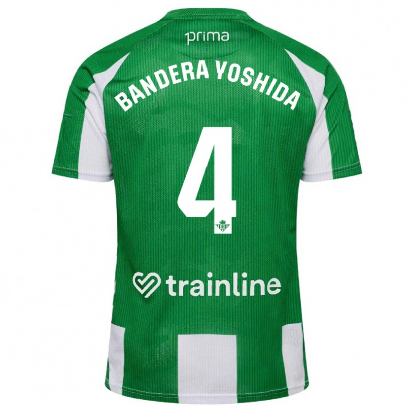 Danxen Criança Camisola Kenta Bandera Yoshida #4 Verde Branco Principal 2025/26 Camisa Brasil