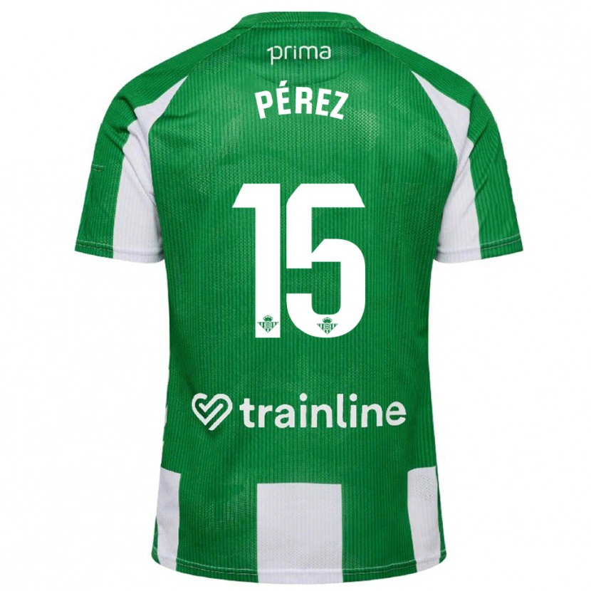 Danxen Criança Camisola Álex Pérez #15 Verde Branco Principal 2025/26 Camisa Brasil
