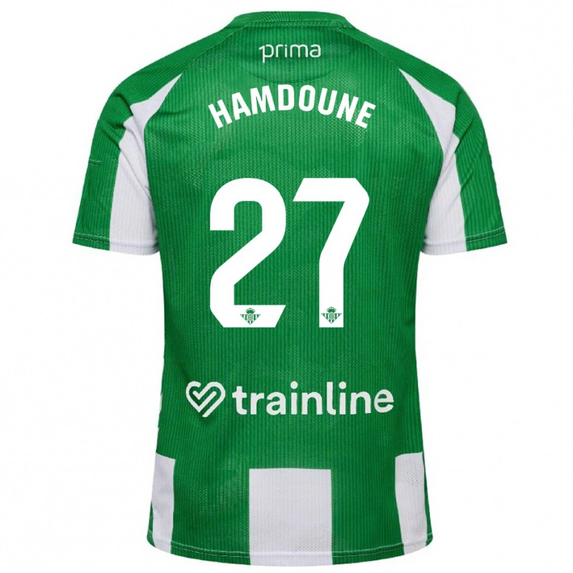 Danxen Criança Camisola Mohamed Hamdoune #27 Verde Branco Principal 2025/26 Camisa Brasil