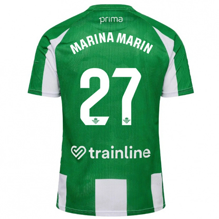 Danxen Criança Camisola Marina Marín #27 Verde Branco Principal 2025/26 Camisa Brasil