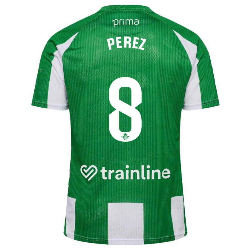 Danxen Criança Camisola Dani Pérez #8 Verde Branco Principal 2025/26 Camisa Brasil