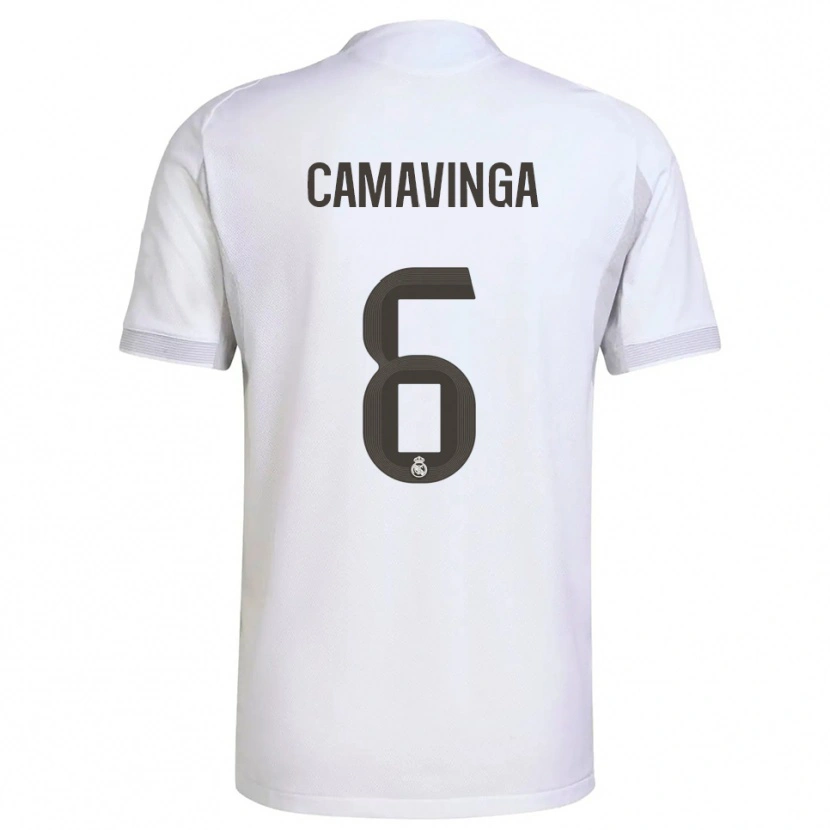 Danxen Criança Camisola Eduardo Camavinga #6 Branco Amarelo Principal 2025/26 Camisa Brasil