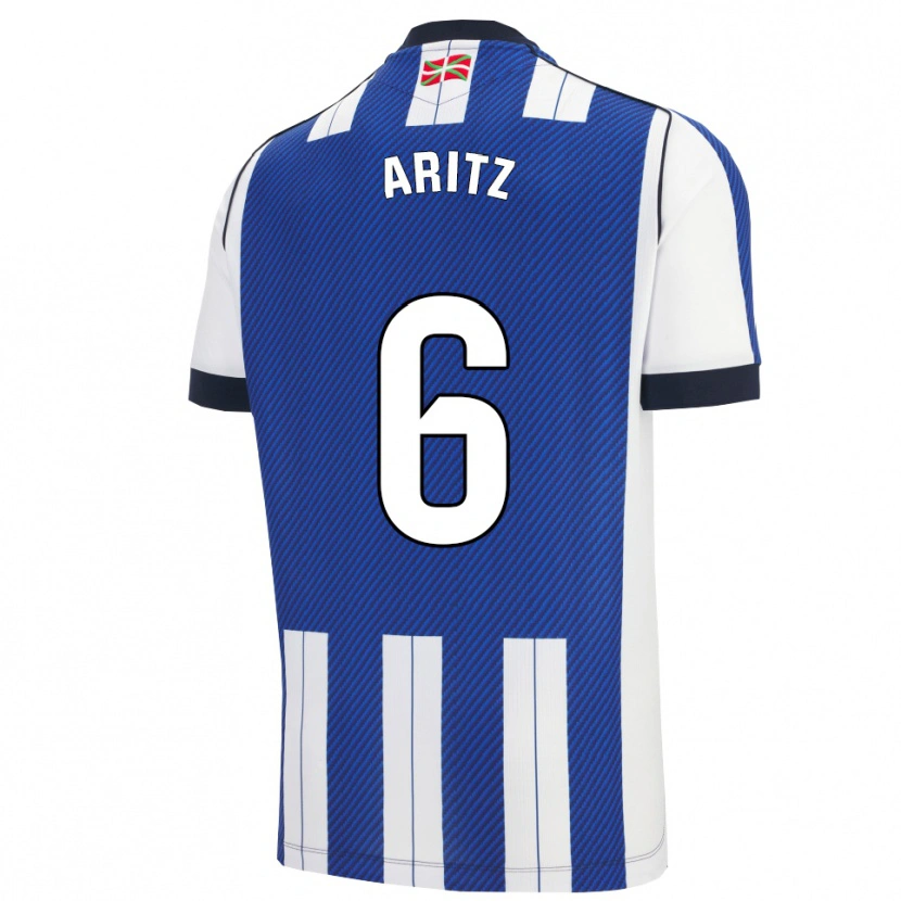 Danxen Criança Camisola Aritz Elustondo #6 Azul Branco Principal 2025/26 Camisa Brasil