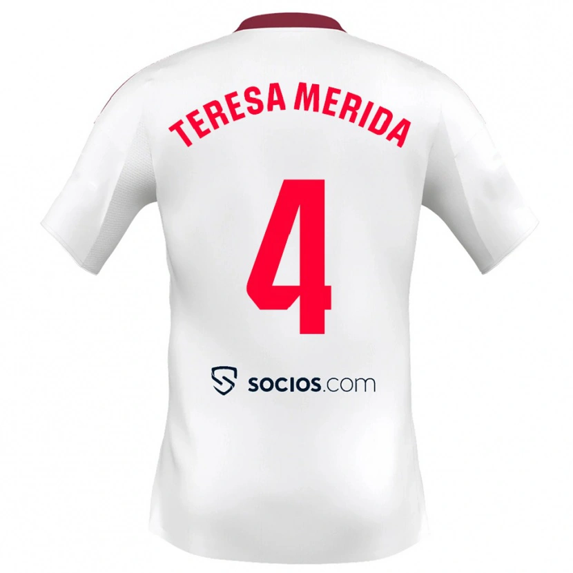 Danxen Criança Camisola Teresa Merida #4 Branco Vermelho Principal 2025/26 Camisa Brasil