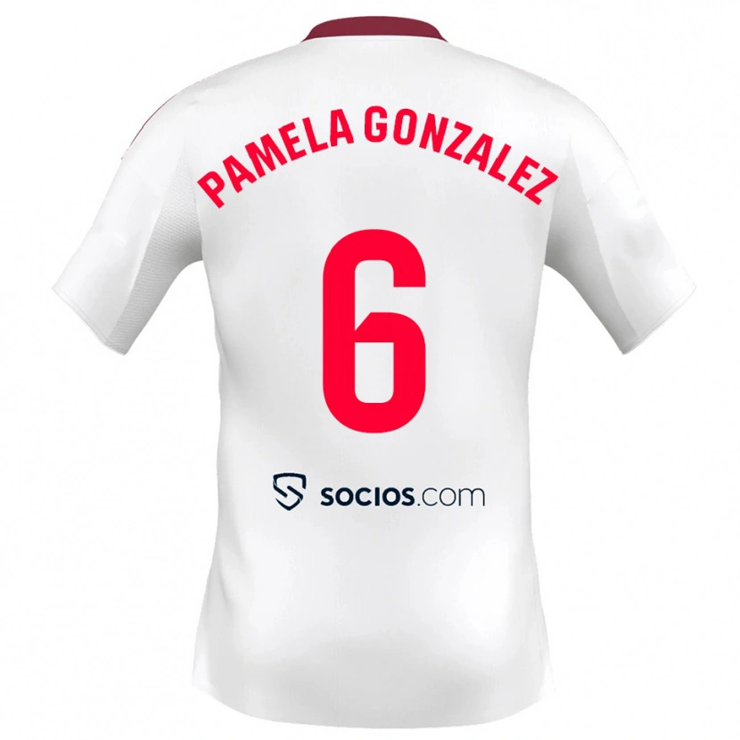 Danxen Criança Camisola Cinthia Pamela González Medina #6 Branco Vermelho Principal 2025/26 Camisa Brasil