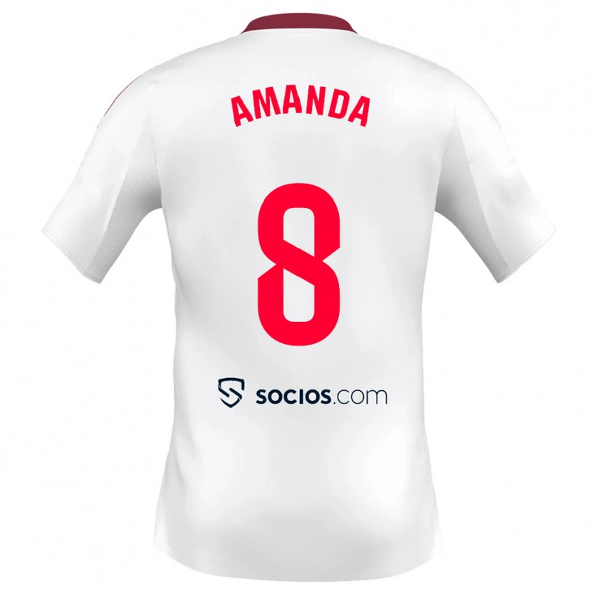 Danxen Criança Camisola Amanda Sampedro Bustos #8 Branco Vermelho Principal 2025/26 Camisa Brasil
