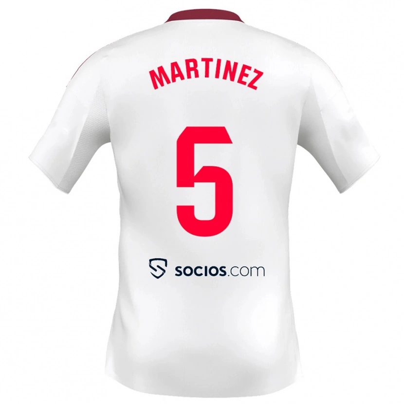 Danxen Criança Camisola Sergio Martínez #5 Branco Vermelho Principal 2025/26 Camisa Brasil