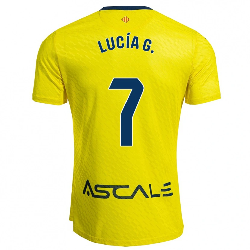 Danxen Criança Camisola Lucía Gómez García #7 Amarelo Marinho Principal 2025/26 Camisa Brasil