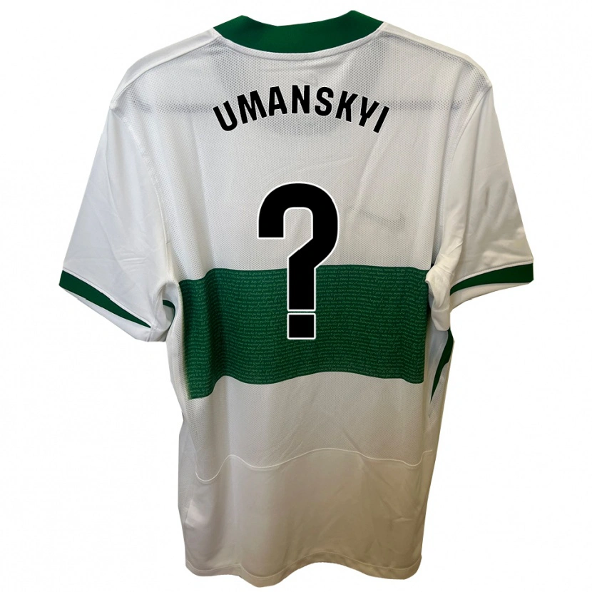 Danxen Criança Camisola Volodymyr Umanskyi #0 Branco Verde Principal 2025/26 Camisa Brasil