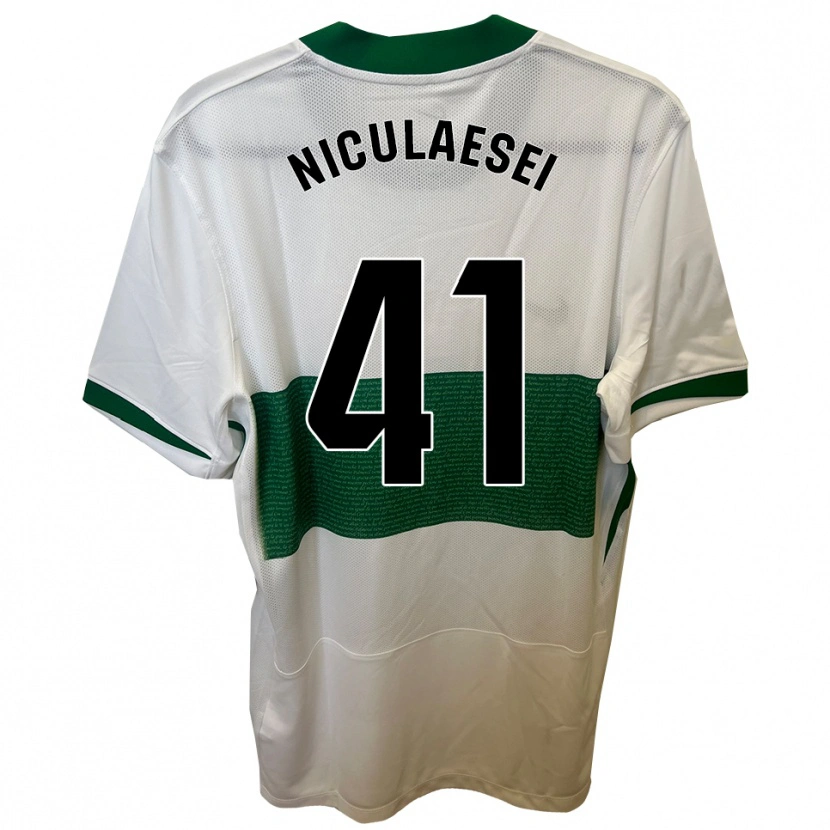 Danxen Criança Camisola Albert Niculăesei #41 Branco Verde Principal 2025/26 Camisa Brasil