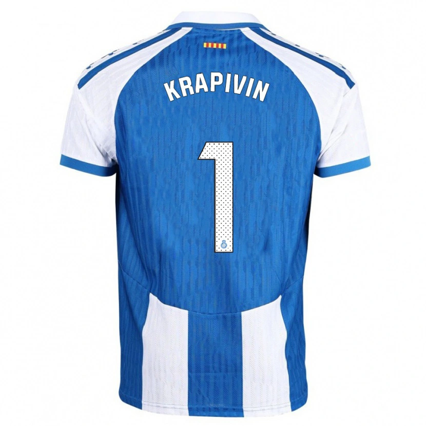 Danxen Criança Camisola Yegor Krapivin #1 Azul Branco Principal 2025/26 Camisa Brasil